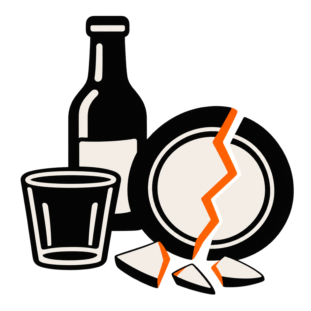 Illustration of smashable bottles and plates
